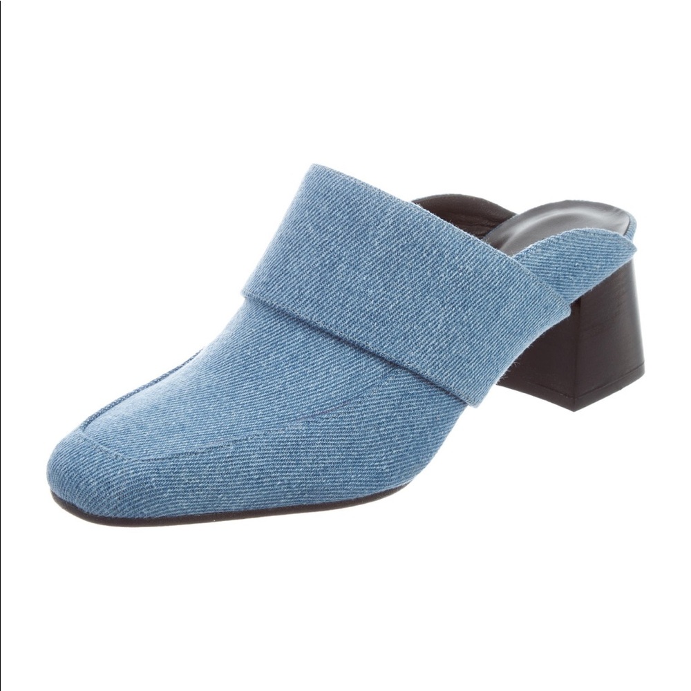 ASKA Denim Mules shoes block heal